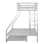 Bunk Bed with Pull-Out Bed, 90(140)x200cm, Silver Metal