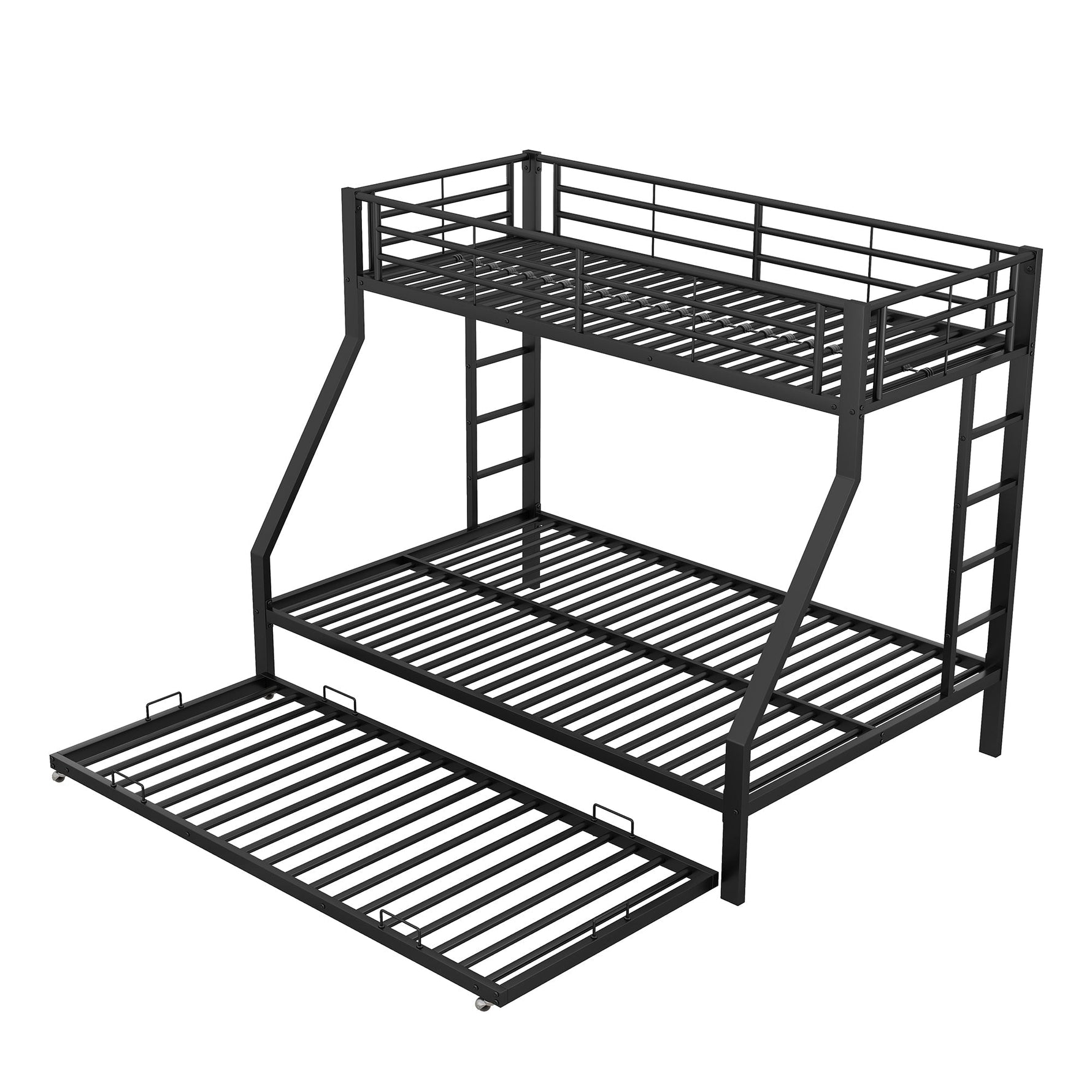 Bunk Bed Metal Pull-out Bed Ladder 90(140)x200cm - Black