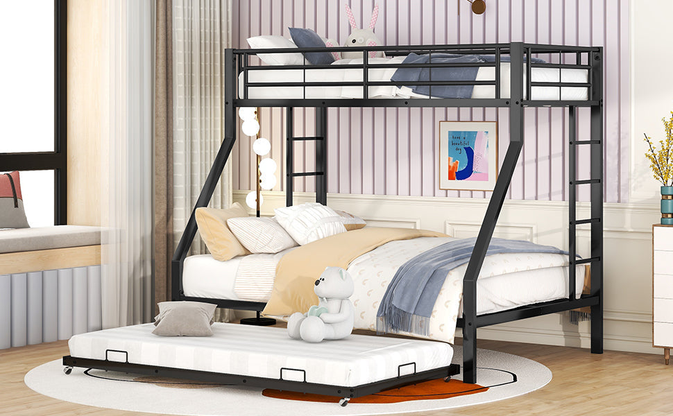 Bunk Bed Metal Pull-out Bed Ladder 90(140)x200cm - Black