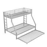 Bunk Bed with Pull-Out Bed, 90(140)x200cm, Silver Metal