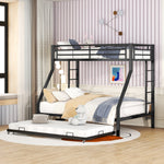 Bunk Bed Metal Pull-out Bed Ladder 90(140)x200cm - Black