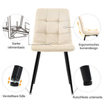 Dining Set 5-Piece 117cm Rectangular Kitchen 4 Chairs Beige Velvet Black