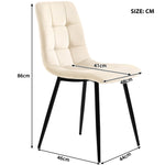 Dining Set 5-Piece 117cm Rectangular Kitchen 4 Chairs Beige Velvet Black