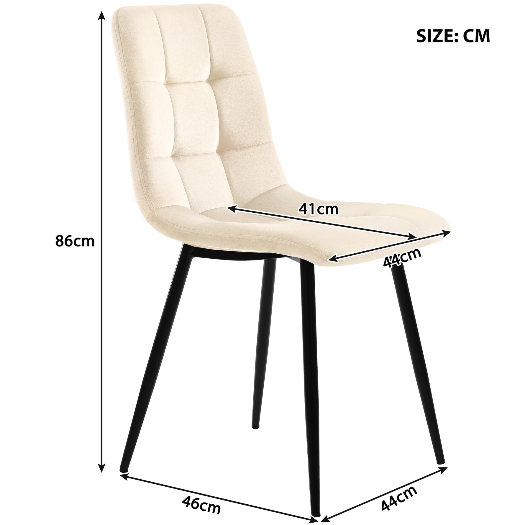 Dining Set 5-Piece 117cm Rectangular Kitchen 4 Chairs Beige Velvet Black