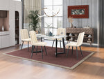 Dining Chair Set of 4 Upholstered with Backrest, Beige Velvet Metal Frame
