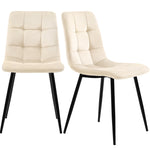Dining Chair Set of 4 Upholstered with Backrest, Beige Velvet Metal Frame