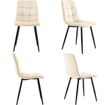 Dining Chair Set of 4 Upholstered with Backrest, Beige Velvet Metal Frame