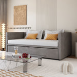 Upholstered Sofa Bed Extendable 90/180x200cm Multifunctional Slatted Frame Velvet Grey