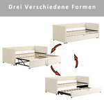 Upholstered Bed, Pull-Out Sofa Bed 90/180x200 cm, Velvet Fabric, Beige