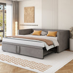 Upholstered Sofa Bed Extendable 90/180x200cm Multifunctional Slatted Frame Velvet Grey