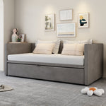 Upholstered Sofa Bed Extendable 90/180x200cm Multifunctional Slatted Frame Velvet Grey