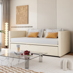 Upholstered Bed, Pull-Out Sofa Bed 90/180x200 cm, Velvet Fabric, Beige