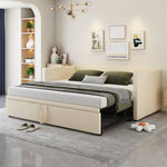 Upholstered Bed, Pull-Out Sofa Bed 90/180x200 cm, Velvet Fabric, Beige