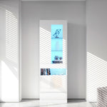 Display Cabinet, 16-Color LED, Freestanding Storage, White