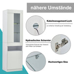 Display Cabinet, 16-Color LED, Freestanding Storage, White