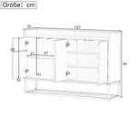 Sideboard, Minimalist 4-Door Handleless Buffet Cabinet, White