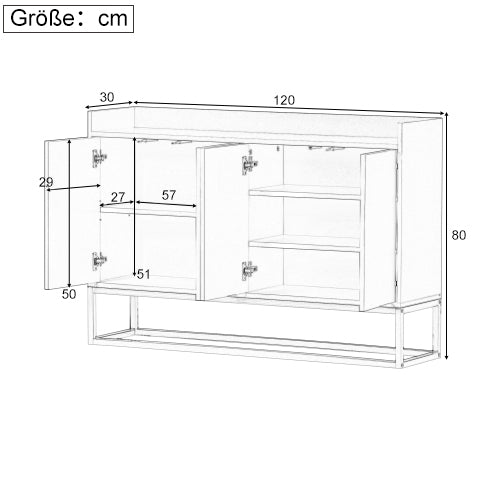 Sideboard, Minimalist 4-Door Handleless Buffet, Black