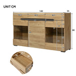 LED Sideboard Cabinet with 3 Doors and 3 Drawers, Oak