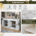 Sideboard, Modern Buffet with 4 Doors & 2 Drawers, 150x40x86cm, Antique White