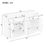 Sideboard, Modern Buffet with 4 Doors & 2 Drawers, 150x40x86cm, Antique White