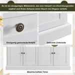 Sideboard, 4 Doors 2 Drawers, Modern Buffet, Antique White + Natural Wood