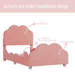 Upholstered Children's Bed 90 x 200 cm with Railing, Cloud Headboard, Pink Velvet
