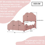Upholstered Children's Bed 90 x 200 cm with Railing, Cloud Headboard, Pink Velvet