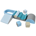 Building Blocks 9-Piece Romping and Climbing, Stairs, Slide, Ball Pit, Soft, Colorful
