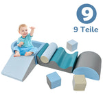 Building Blocks 9-Piece Romping and Climbing, Stairs, Slide, Ball Pit, Soft, Colorful