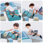 Building Blocks 9-Piece Romping and Climbing, Stairs, Slide, Ball Pit, Soft, Colorful