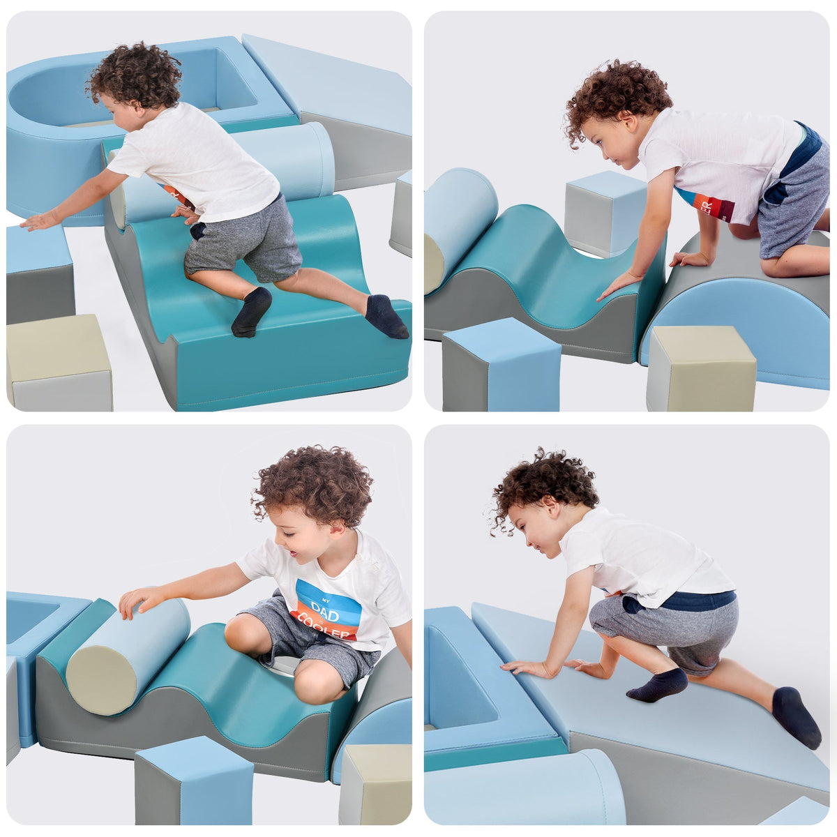 Building Blocks 9-Piece Romping and Climbing, Stairs, Slide, Ball Pit, Soft, Colorful