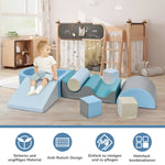 Building Blocks 9-Piece Romping and Climbing, Stairs, Slide, Ball Pit, Soft, Colorful