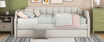 Daybed 90x200cm Upholstered Rollaway Bed - Beige