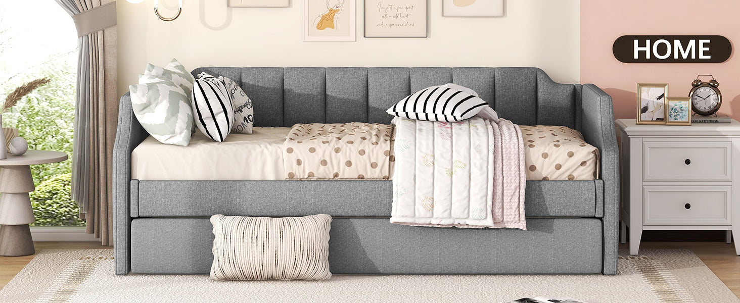 Daybed Upholstered Single Rollaway Bed 90x200cm - Grey