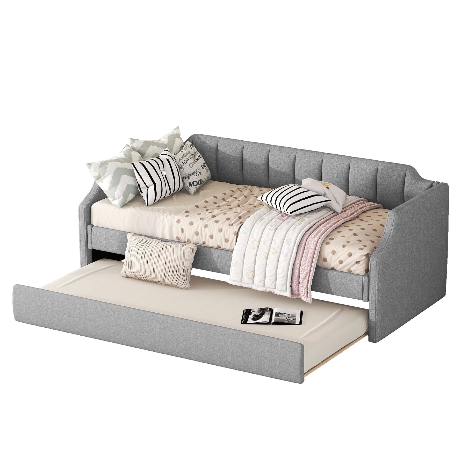 Daybed Upholstered Single Rollaway Bed 90x200cm - Grey