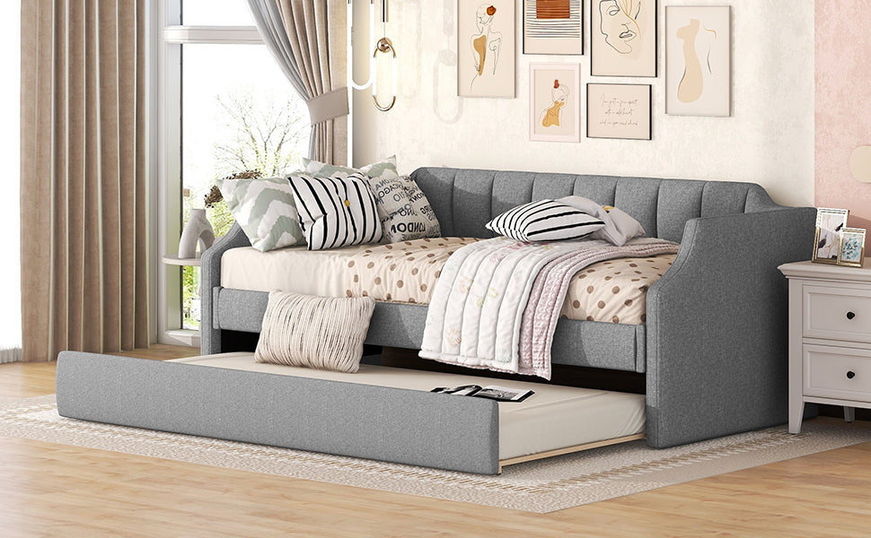 Daybed Upholstered Single Rollaway Bed 90x200cm - Grey