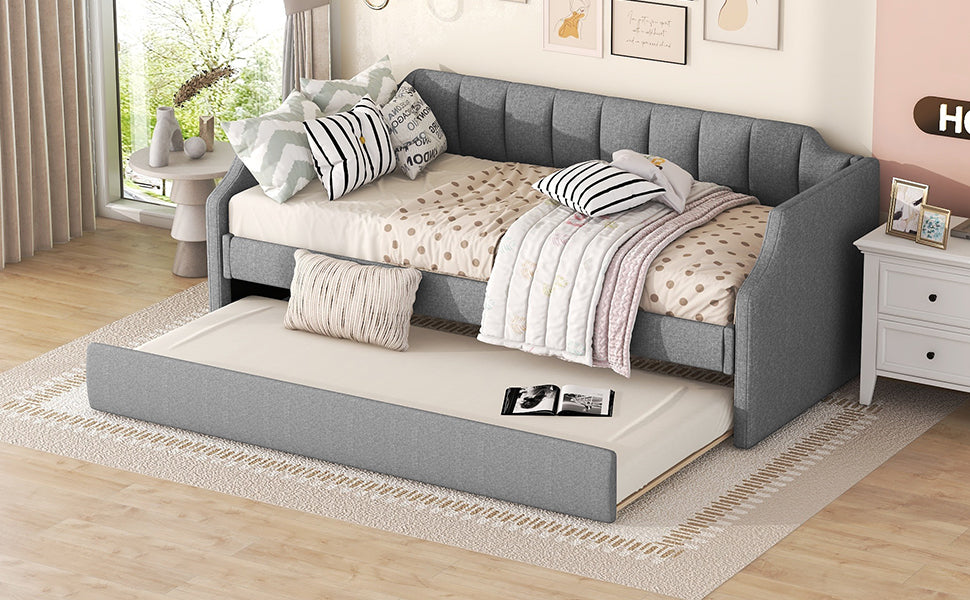 Daybed Upholstered Single Rollaway Bed 90x200cm - Grey