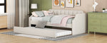 Daybed 90x200cm Upholstered Rollaway Bed - Beige