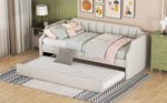 Daybed 90x200cm Upholstered Rollaway Bed - Beige