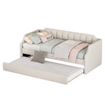 Daybed 90x200cm Upholstered Rollaway Bed - Beige