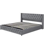 Upholstered Double Bed 160x200cm Hydraulic Storage Flannel Ear Shape - Grey