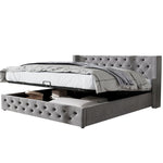 Upholstered Double Bed 160x200cm Hydraulic Storage Flannel Ear Shape - Grey