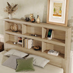 Double Bed 160x200cm King Platform Storage Drawers Headboard Chipboard Natural