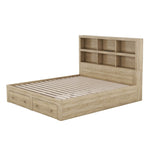 Double Bed 160x200cm King Platform Storage Drawers Headboard Chipboard Natural