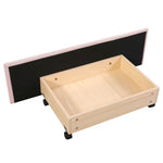 Upholstered Bed, Single with LED Lights & 2 Drawers, Linen Pink