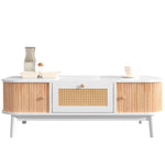 Coffee table rattan, drawers with rattan and solid wood slats, solid wood legs, natural country style.