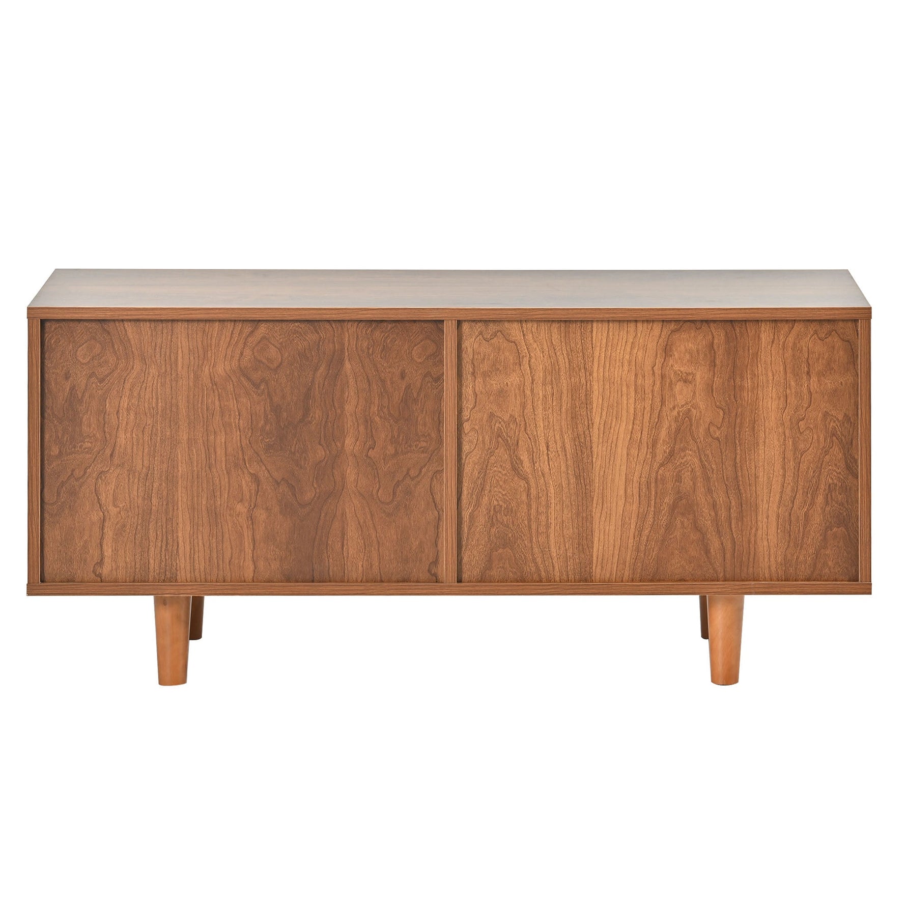 Rattan Shoe Cabinet with Adjustable Shelf, 2 Doors, Walnut Finish