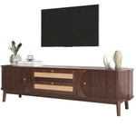 TV Cabinet, Wood Blend with Rattan Sides, Natural