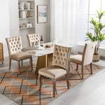 Dining Chair Set (4 Pcs) Upholstered Door Knocker Back Nailhead Trim, Light Camel Velvet