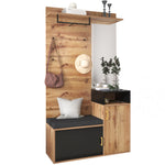 Wardrobe Set with 4 Coat Hooks, Mirror & Shoe Cabinet